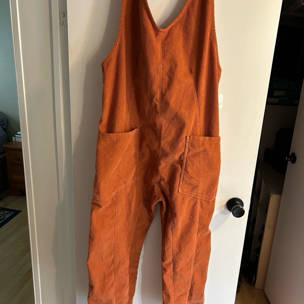 Free People Orange Corduroy High Roller Jumpsuit - Picture 3 of 7